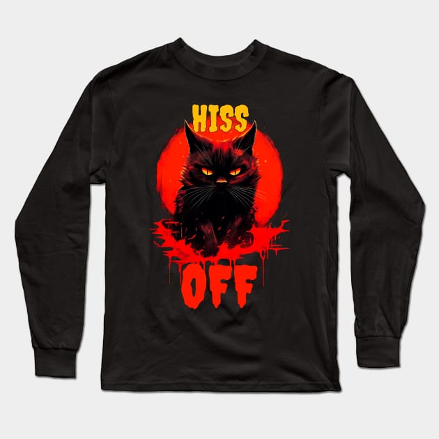 Angry Cat - Hiss Off Long Sleeve T-Shirt by Ciokermatt